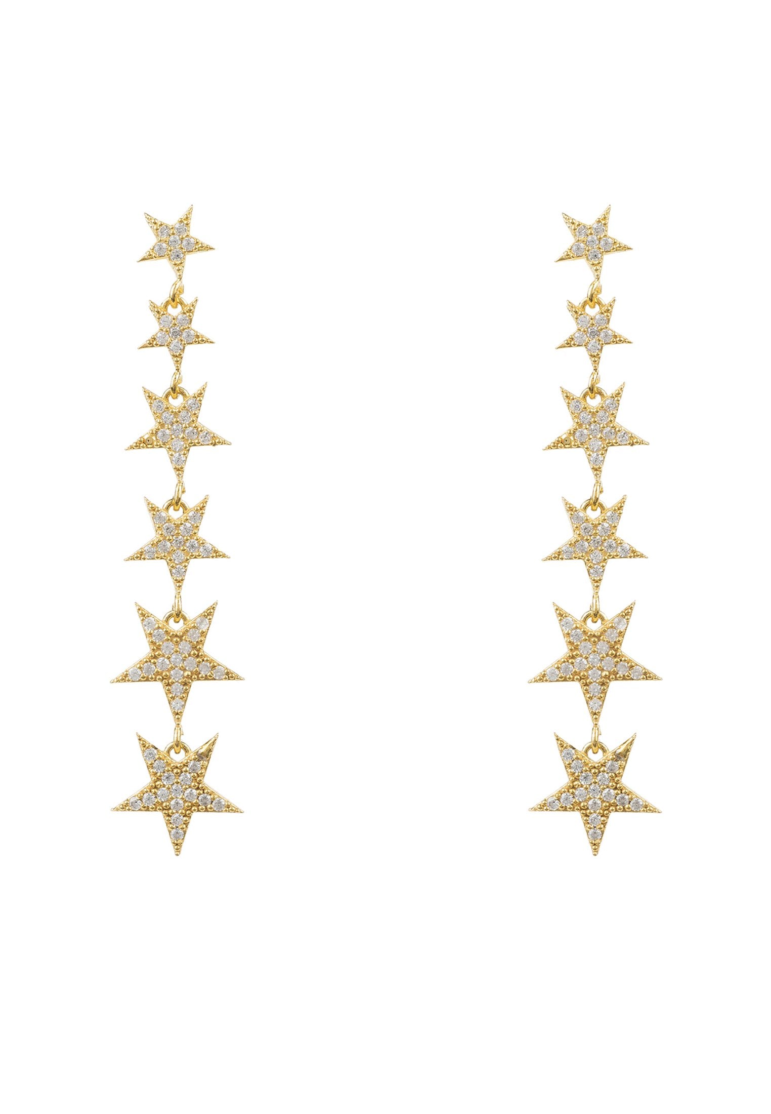 Graduated Star Drop Earrings Gold - lolaluxeshop