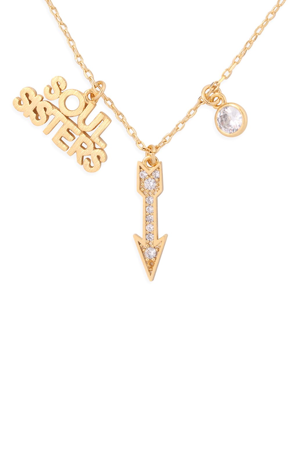 Hdnfn381 - Soul Sisters Arrow Cubic Zirconia Pendant Necklace - LOLA LUXE