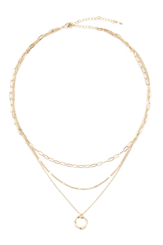 Multi Layer Chain With Round Necklace - LOLA LUXE