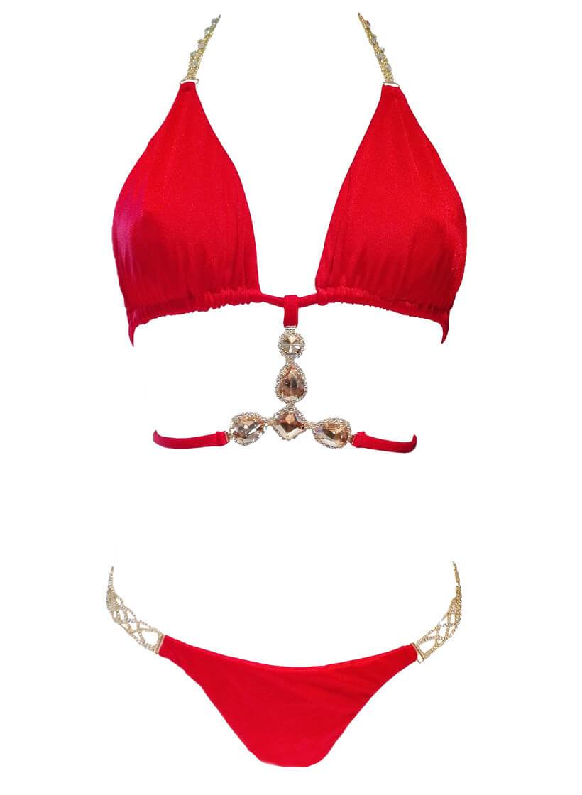 June Triangle Top & Tango Bottom - Red - LOLA LUXE