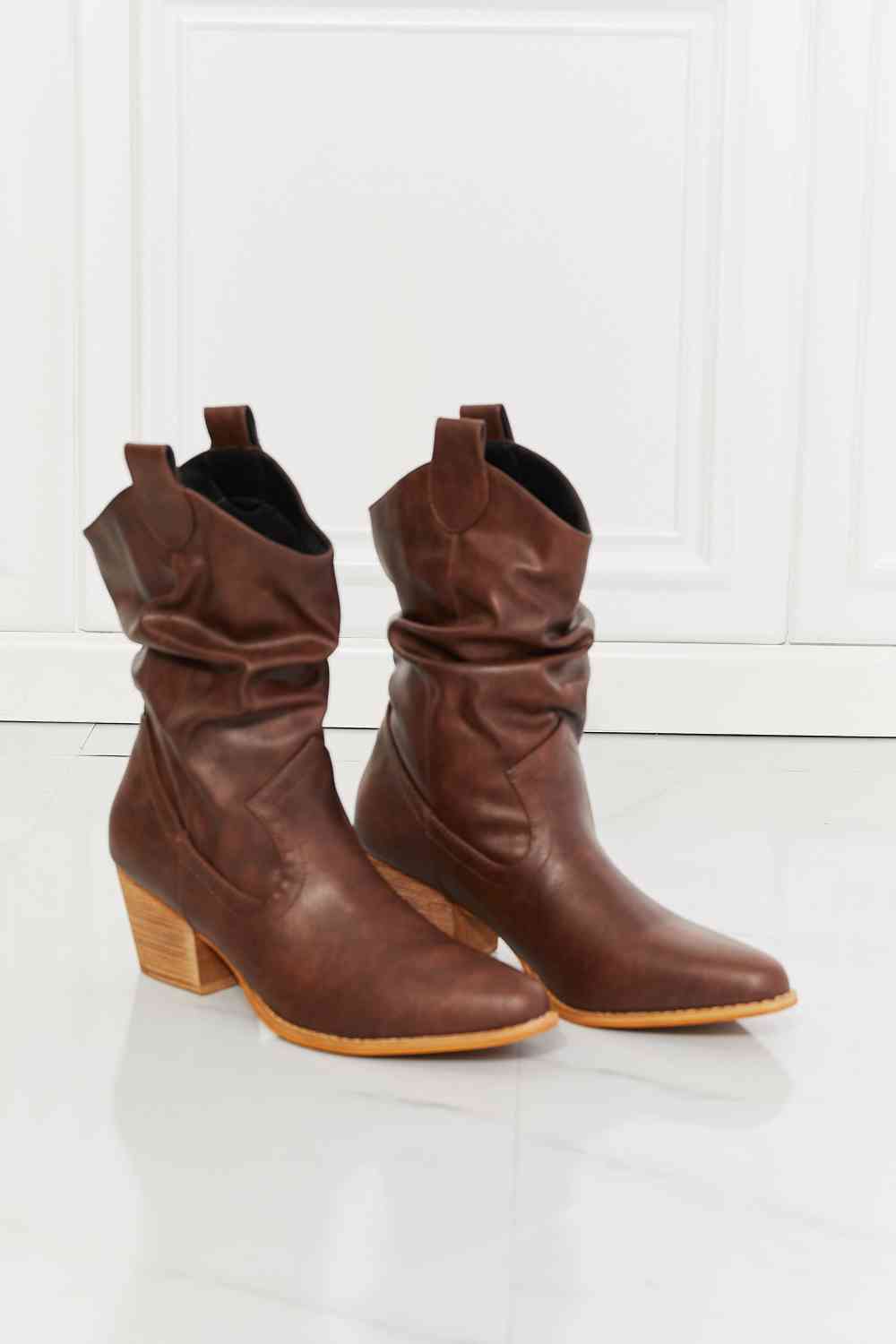 MMShoes Better in Texas Scrunch Cowboy Boots in Brown - lolaluxeshop