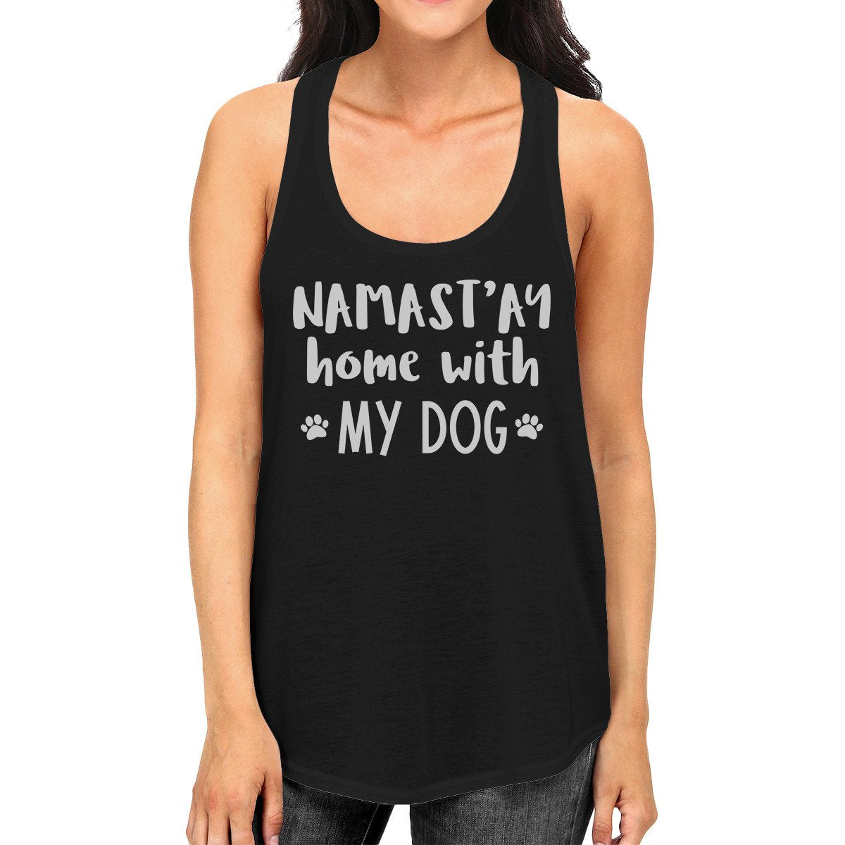 Namastay Home Womens Black Sleeveless Top Cute Gift for Dog Lovers - LOLA LUXE