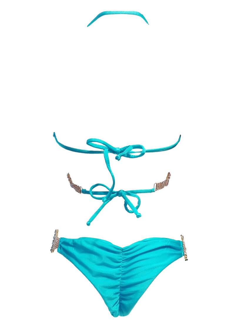 Gina Wrap Top & Skimpy Bottom - Turquoise - LOLA LUXE