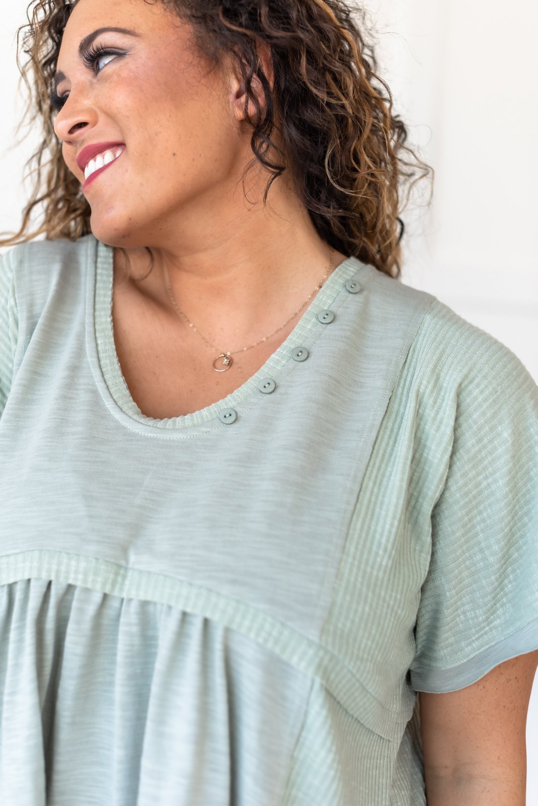 Focus on the Good Button Top - LOLA LUXE
