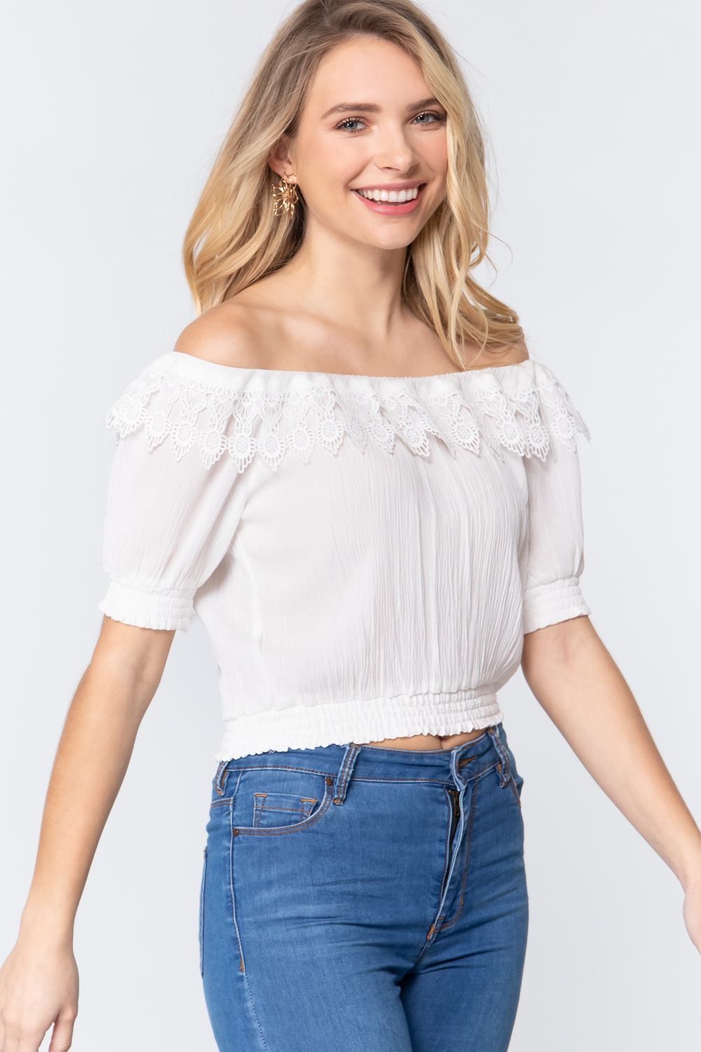 Off Shoulder Lace Detailed Top - LOLA LUXE