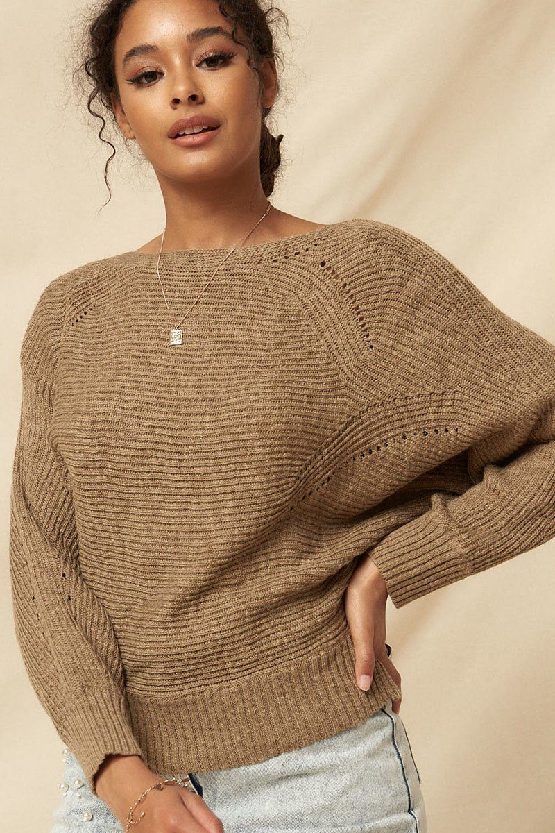 A Ribbed Knit Sweater - LOLA LUXE