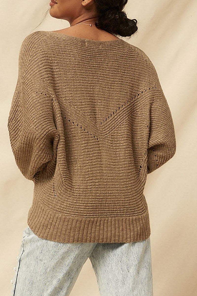 A Ribbed Knit Sweater - LOLA LUXE