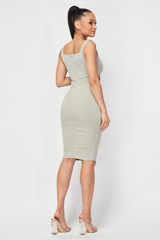 Cut-out Buckle Detail Bodycon Dress - LOLA LUXE