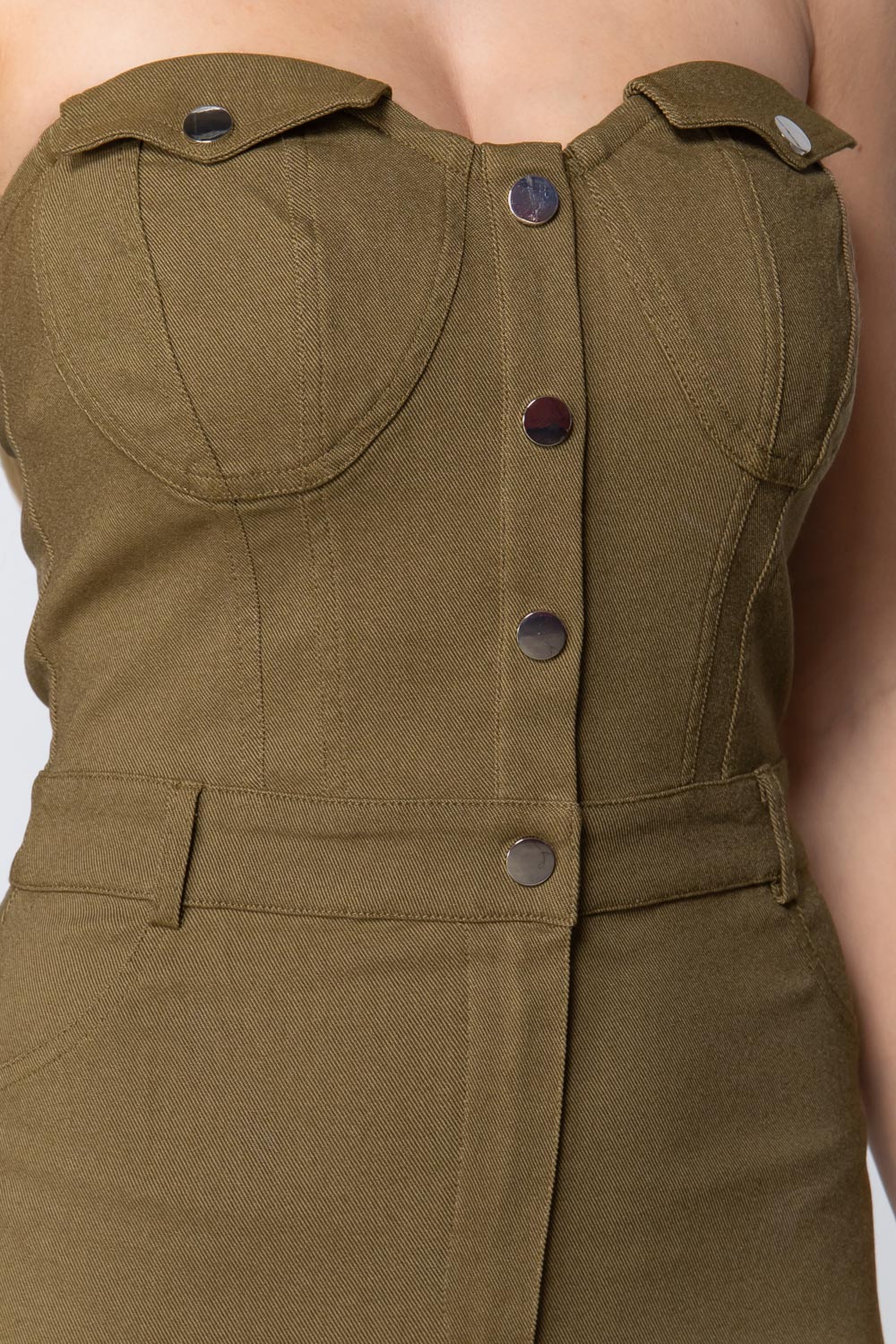 Strapless Button Down Mini Dress - LOLA LUXE