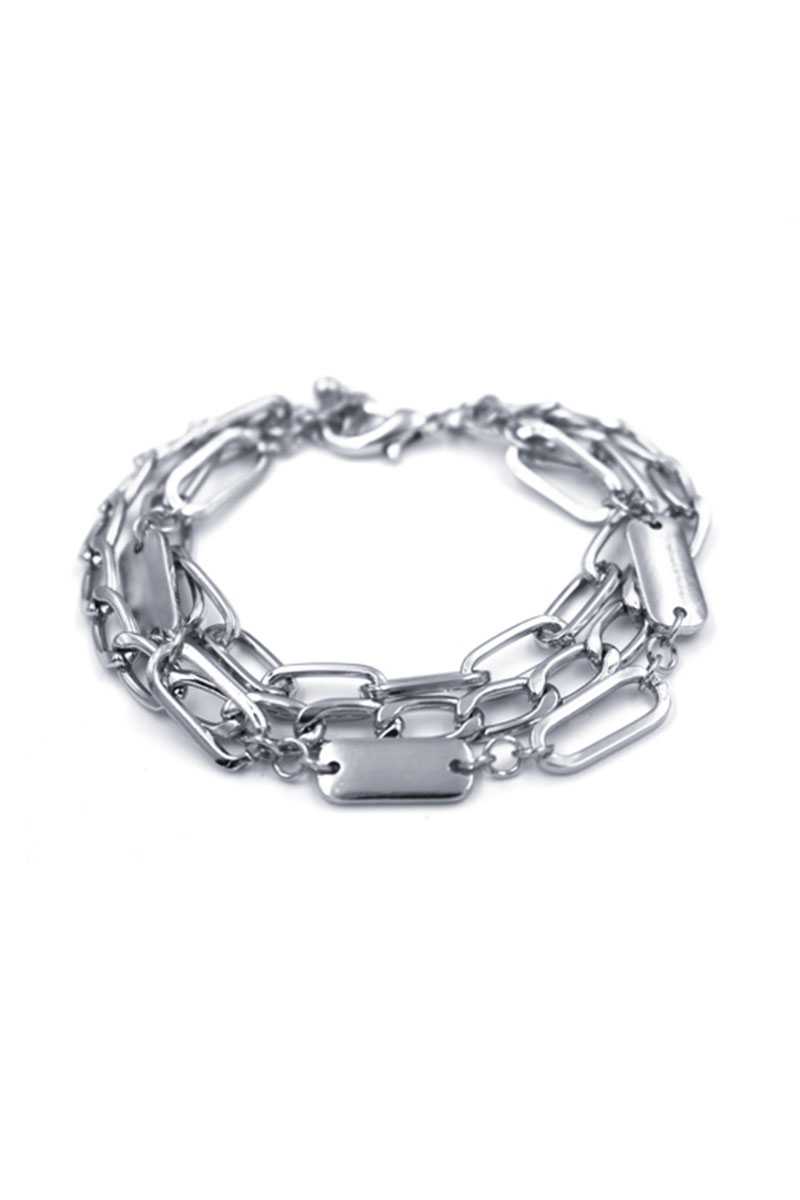Oval Link Layered Metal Bracelet - LOLA LUXE