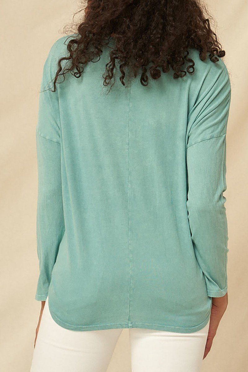 A Mineral Washed Knit Top - LOLA LUXE