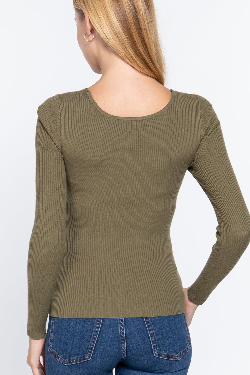 Long Slv V-neck Knotted Sweater - LOLA LUXE