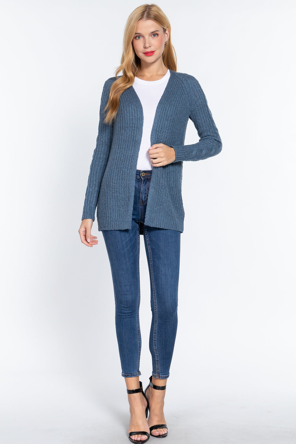Long Slv Open Front Sweater Cardigan - LOLA LUXE