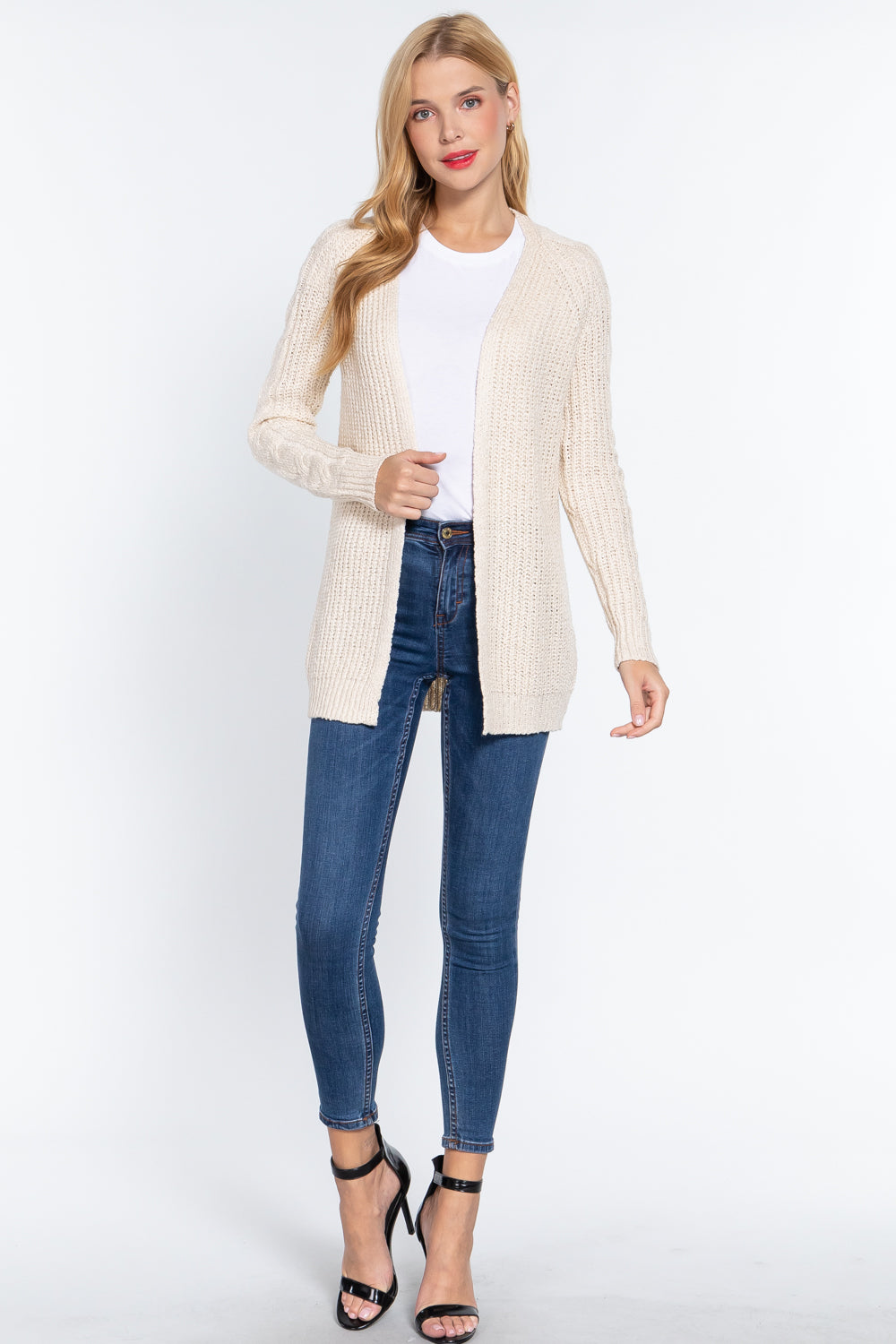 Long Slv Open Front Sweater Cardigan - LOLA LUXE