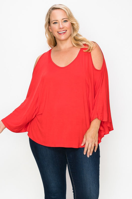 Solid Top Featuring Kimono Style Sleeves - LOLA LUXE