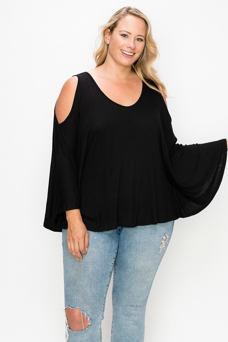 Solid Top Featuring Kimono Style Sleeves - LOLA LUXE