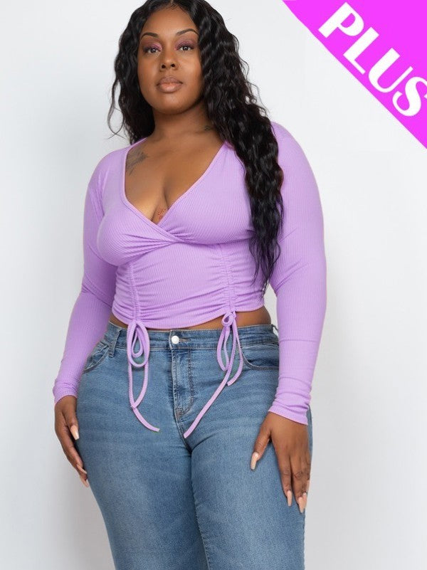 Plus Size Shirred Cropped Top - LOLA LUXE