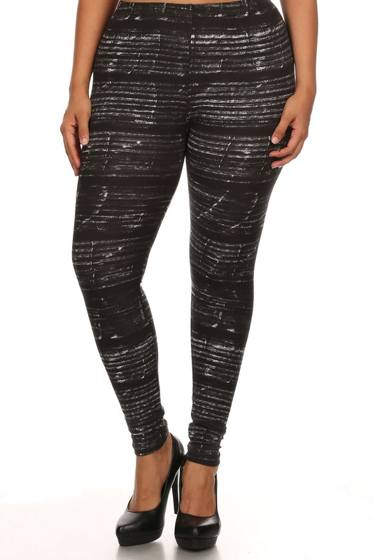 Plus Size Tie Dye Print, Full Length Leggings In A Fitted Style With A Banded High Waist. - LOLA LUXE