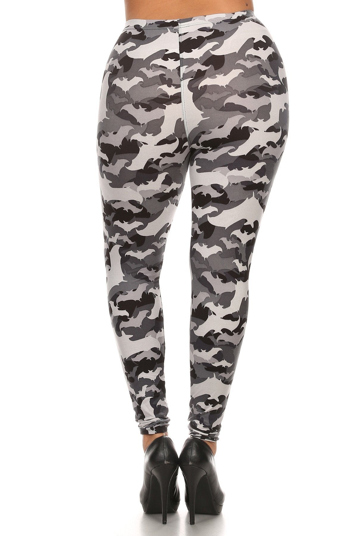 Plus Size Print, Full Length Leggings In A Slim Fitting Style With A Banded High Waist. - LOLA LUXE