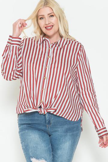 Multi Stripe Side Slit Cotton Shirt - LOLA LUXE