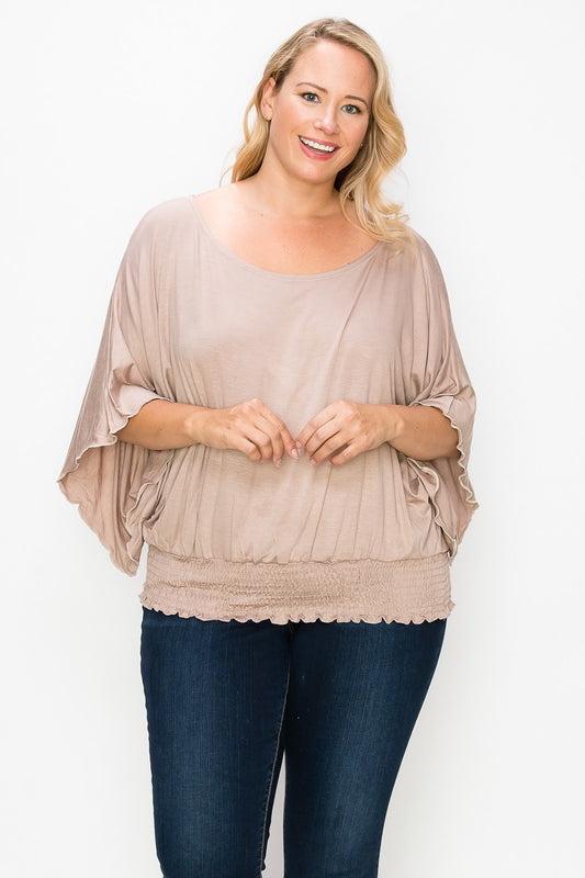 Solid Top Featuring Flattering Wide Sleeves - LOLA LUXE