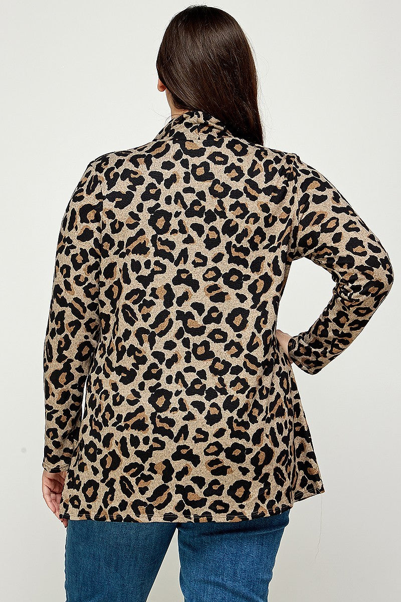 Plus Size, Animal Leopard Printed Knit Cardigan - lolaluxeshop