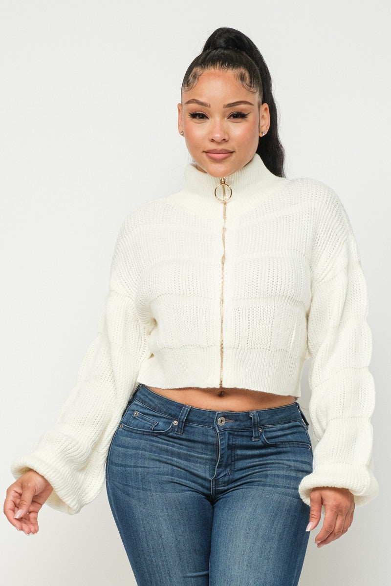 Michelin Sweater Top W/ Front Zipper - lolaluxeshop