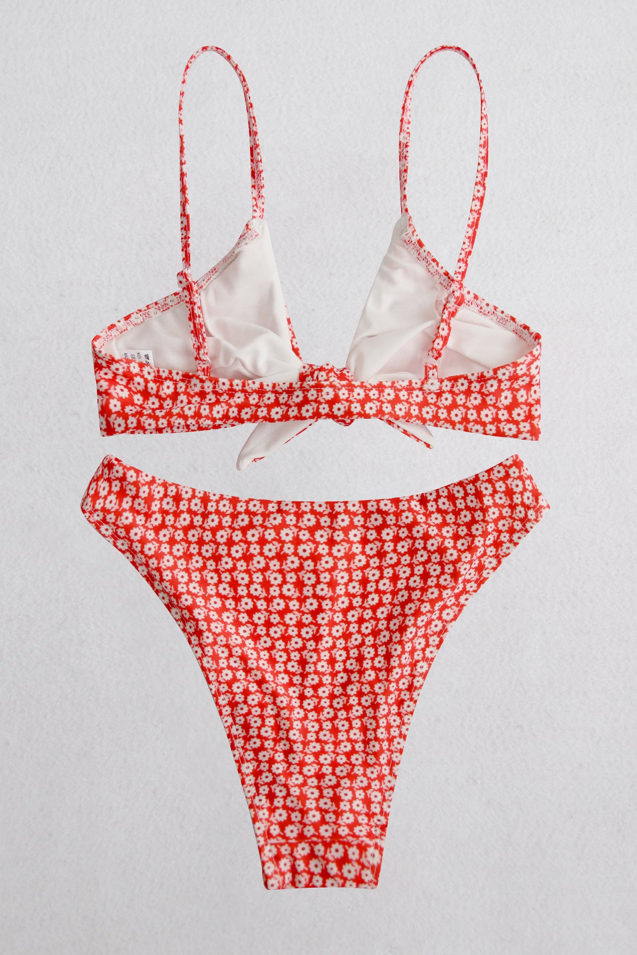 Printed Tie Front Spaghetti Strap Bikini Set - LOLA LUXE