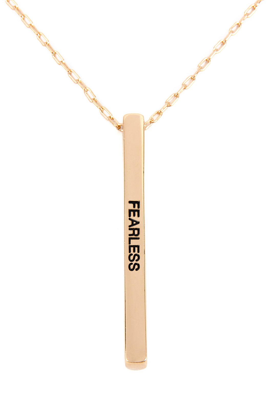 B3n2164fe - "Fearless" Metal Bar Pendant Chain Necklace - LOLA LUXE