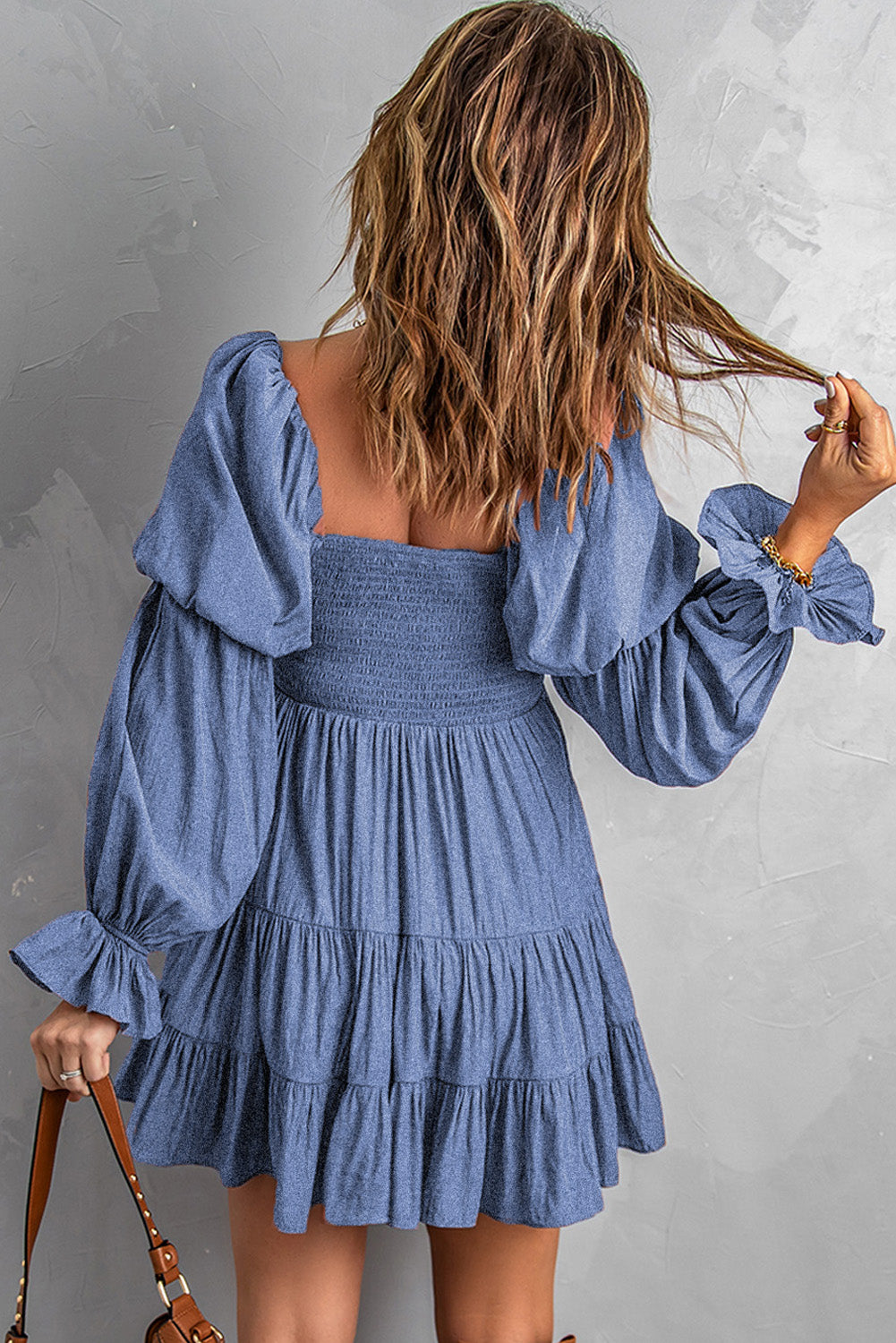Smocked Off-Shoulder Tiered Mini Dress - LOLA LUXE