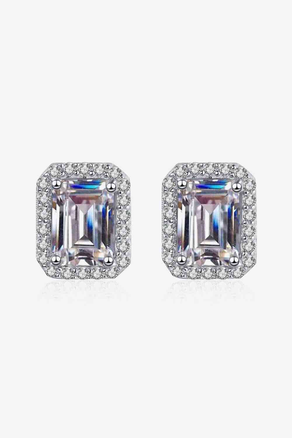 Adored 1 Carat Moissanite Rhodium-Plated Square Stud Earrings - lolaluxeshop
