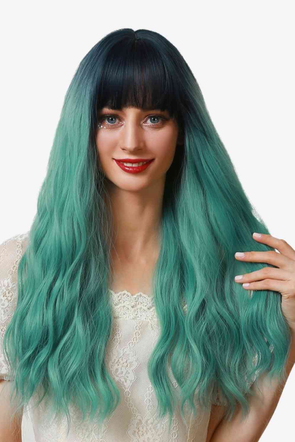 13*1" Full-Machine Wigs Synthetic Long Wave 26" in Seafoam Ombre - lolaluxeshop