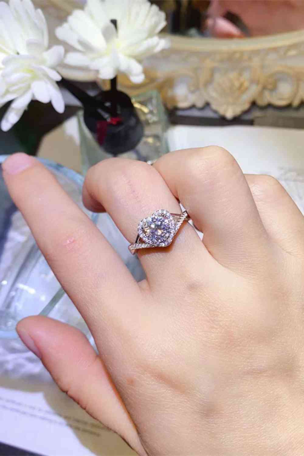 Adored 1 Carat Moissanite 925 Sterling Silver Heart Ring - lolaluxeshop