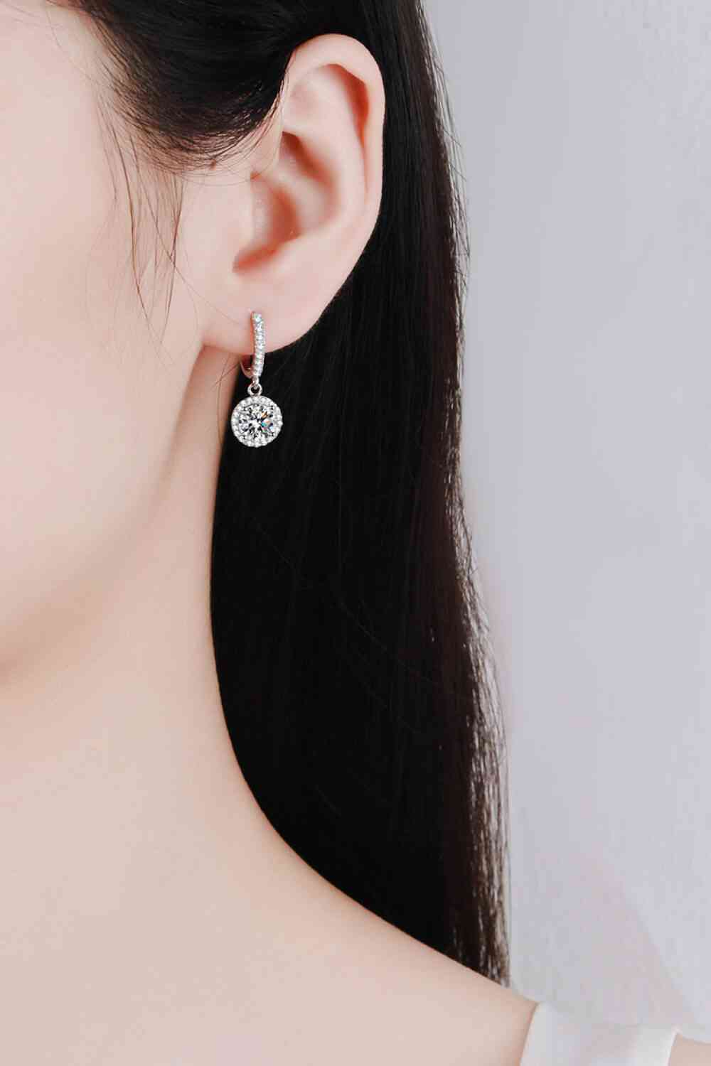 Moissanite Round-Shaped Drop Earrings - lolaluxeshop