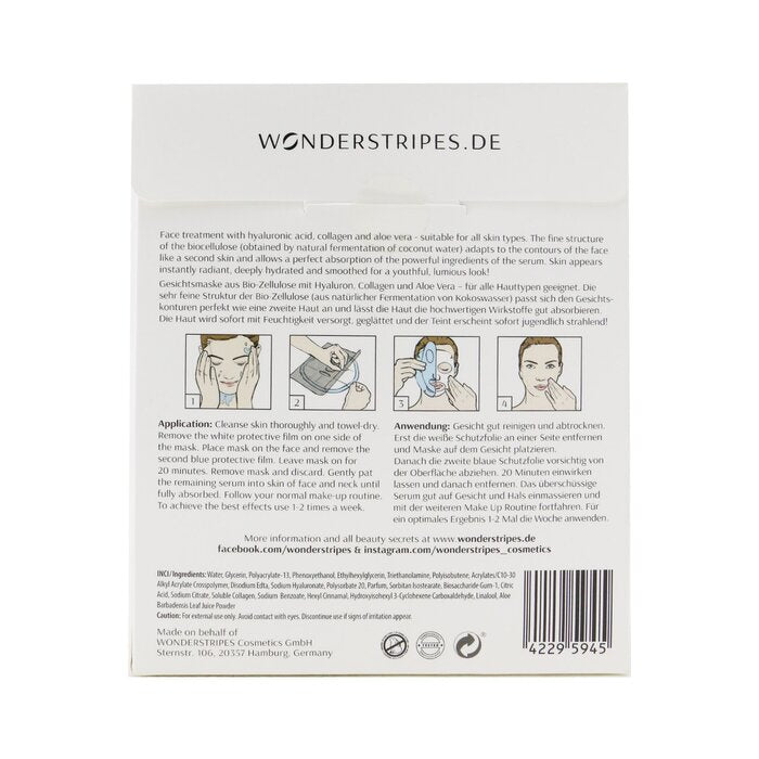 WONDERSTRIPES - Moisturizing Booster Biocellulose Facemask - LOLA LUXE
