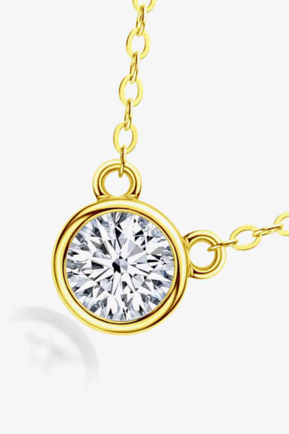 925 Sterling Silver 1 Carat Moissanite Round Pendant Necklace - lolaluxeshop