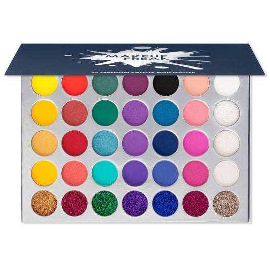 Makeup Freak FREEDOM 35 Color Pigmented Eyeshadow Palette With Glitter Summer - LOLA LUXE