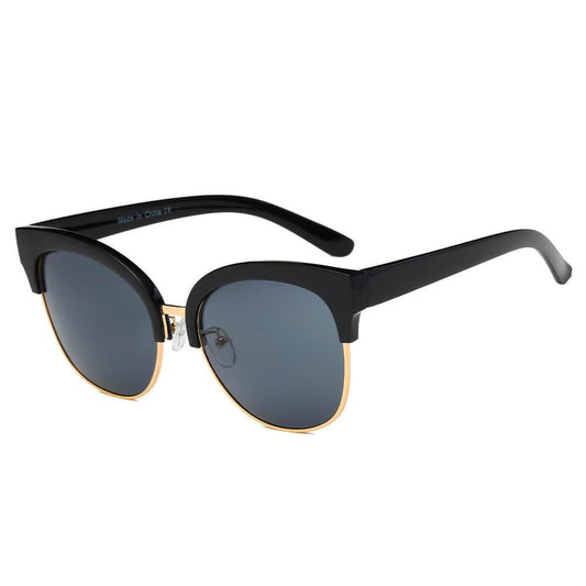JENISON | Flat Mirrored Lens Clubmaster Horned Rim Sunglasses - lolaluxeshop