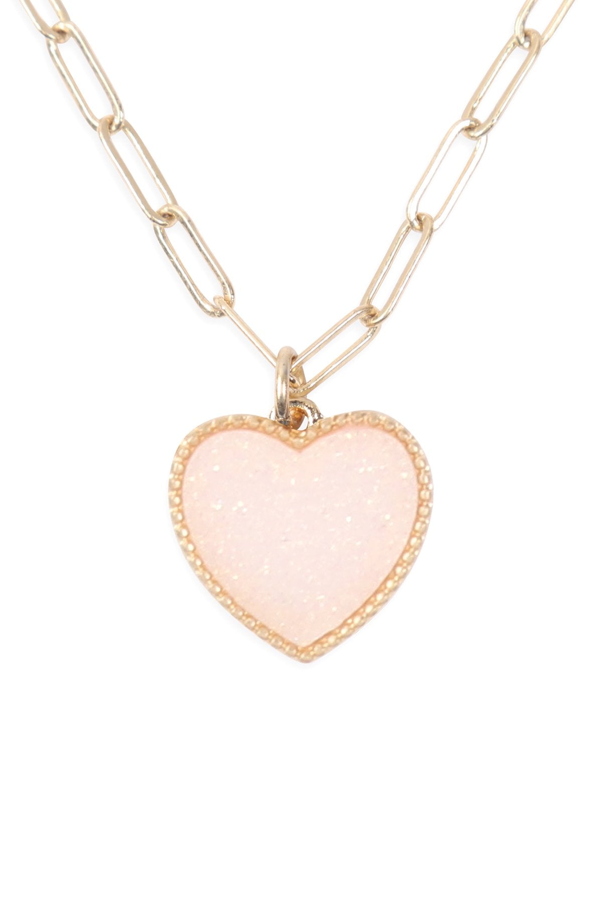 Jnb009 - Two Layered Druzy Heart Necklace - LOLA LUXE