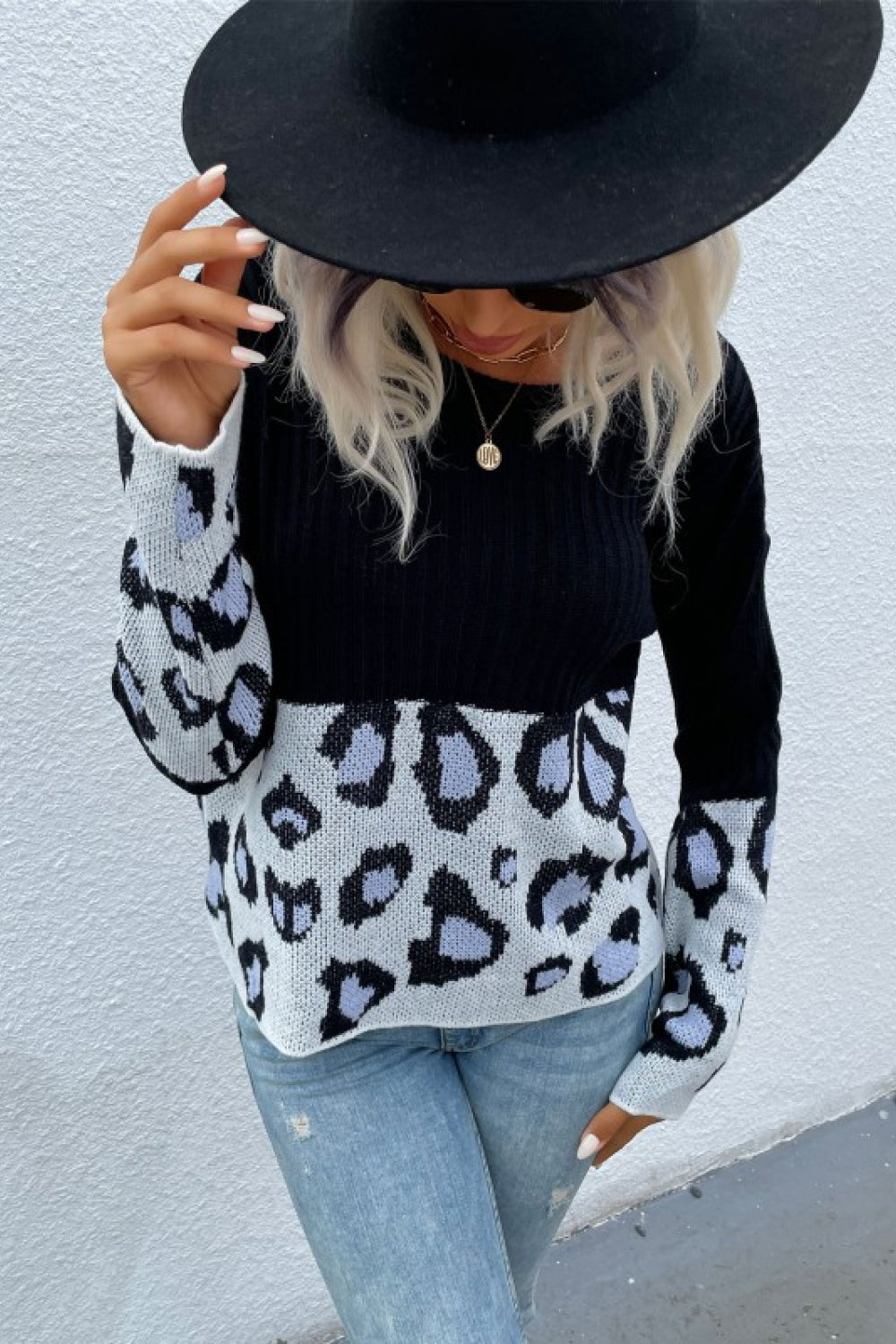 Leopard Color Block Sweater - LOLA LUXE