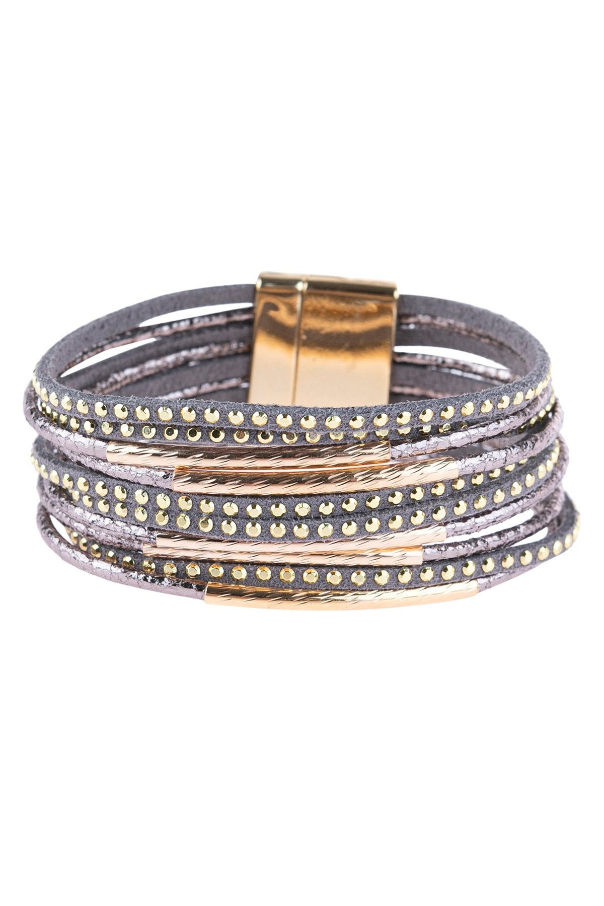 Hdb3067 - Multiline Leather Magnetic Bracelet - LOLA LUXE