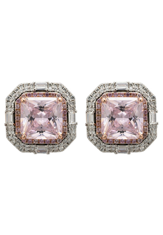 Madeleine Large Stud Earrings Silver Pink Morganite - lolaluxeshop