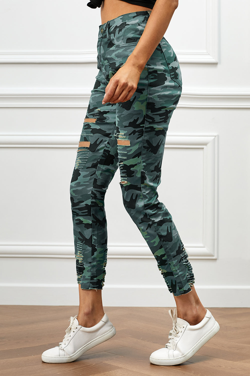 Distressed Camouflage Jeans - LOLA LUXE