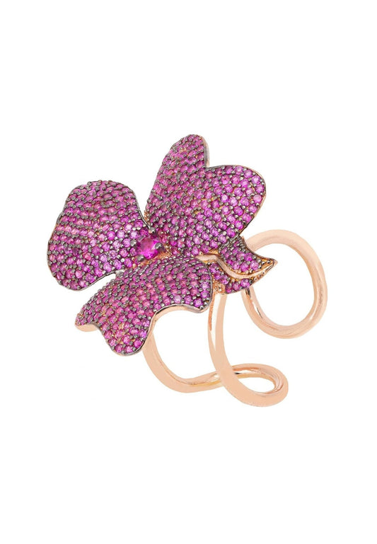 Flower Cocktail Ring Rosegold Ruby - lolaluxeshop