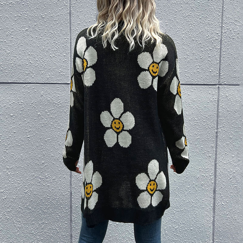Floral Button Down Longline Cardigan - LOLA LUXE