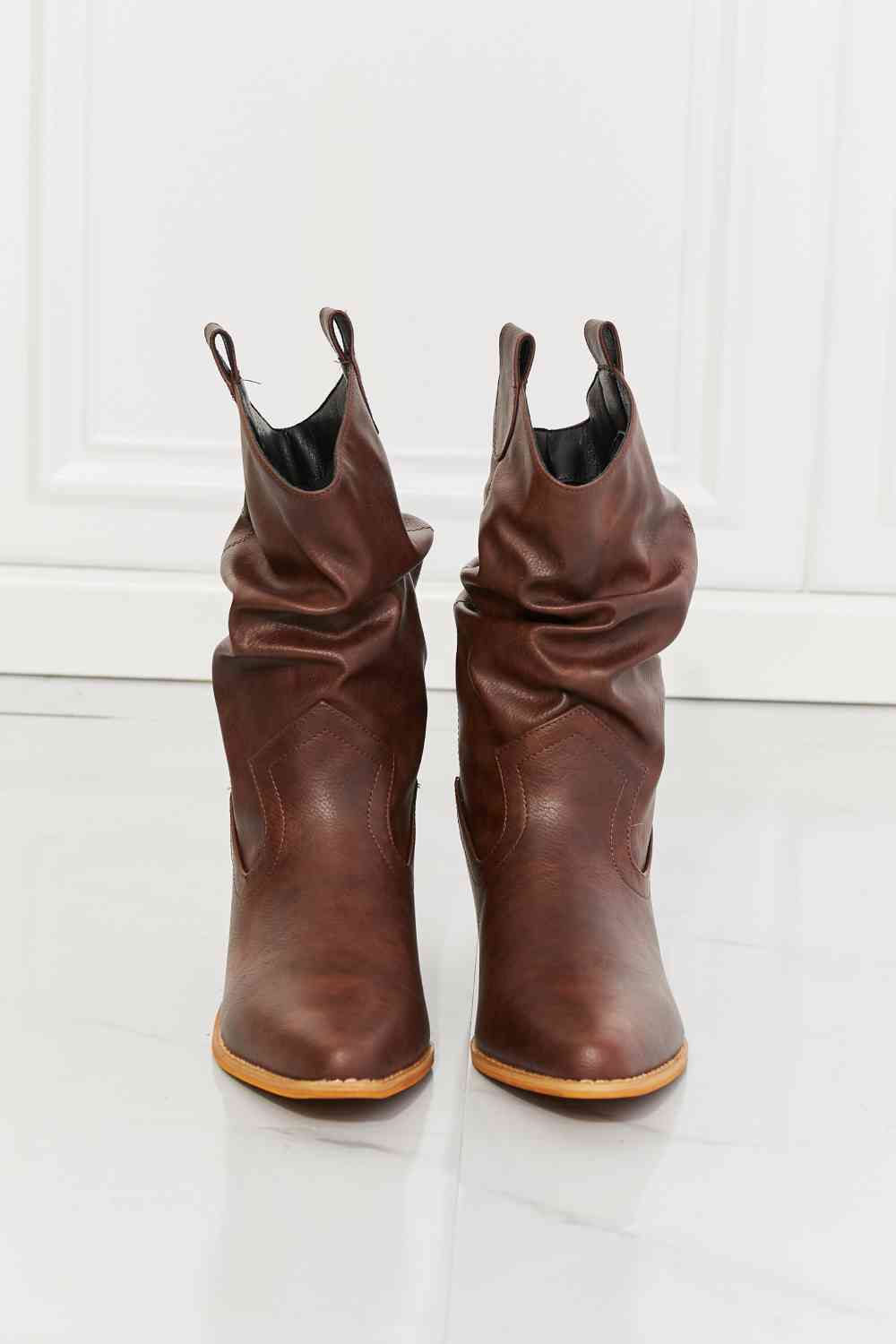 MMShoes Better in Texas Scrunch Cowboy Boots in Brown - lolaluxeshop