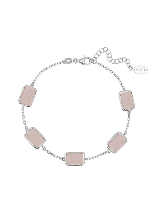 Portofino Bracelet Silver Rose Quartz - lolaluxeshop