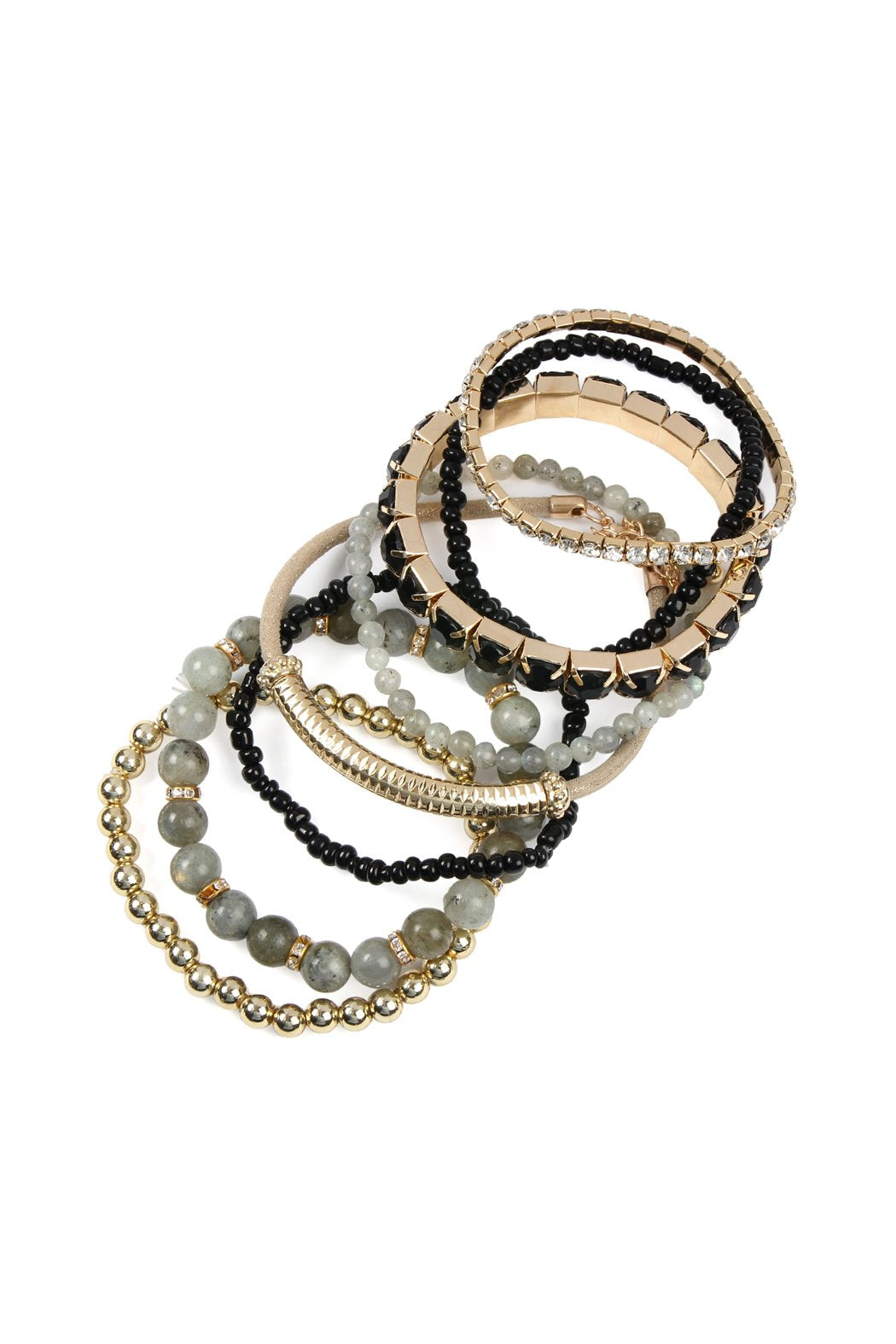 Hdb2269 - Plus Size Stackable Beads Bracelet Set - LOLA LUXE