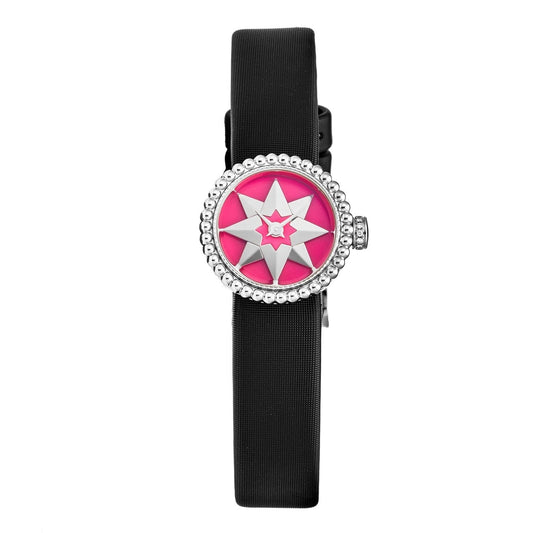 Christian Dior Women's CD040112A005 'La D De Dior Mini' Pink Lacquer Dial Satin Strap Swiss Quartz Watch - lolaluxeshop