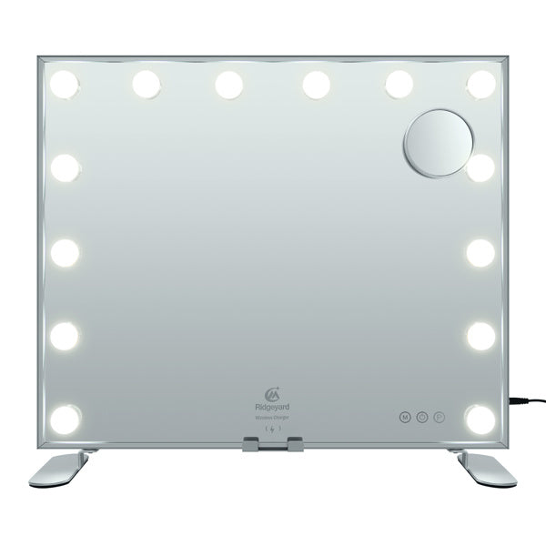 Vanity Mirror with 14 Dimmable Bulbs, 19.7x23.6inch, 3-Color Modes Cosmetic Mirror with 5X Magnification, USB/Type-C Output, Touch Control for Bedroom Bathroom Makeup Desk - lolaluxeshop